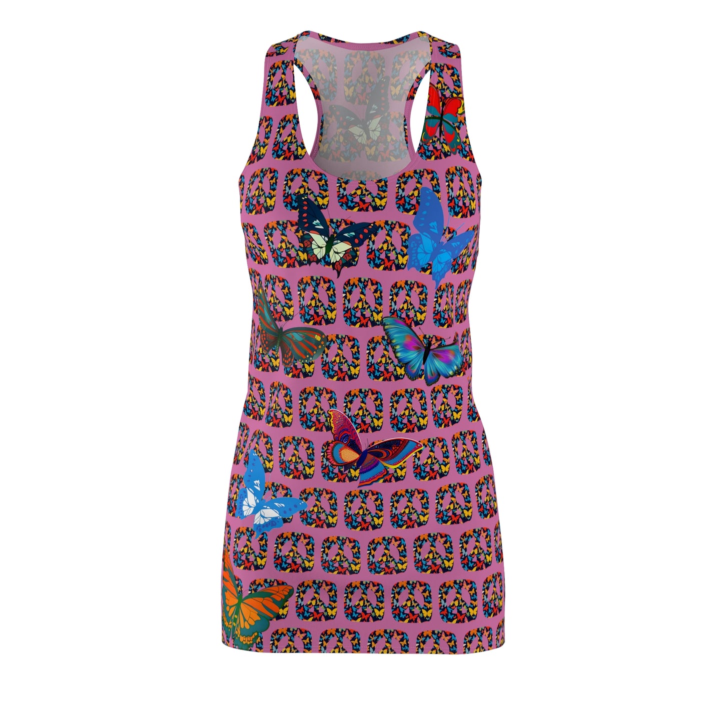 Butterflies Square Peace Racerback Sleeveless Dress