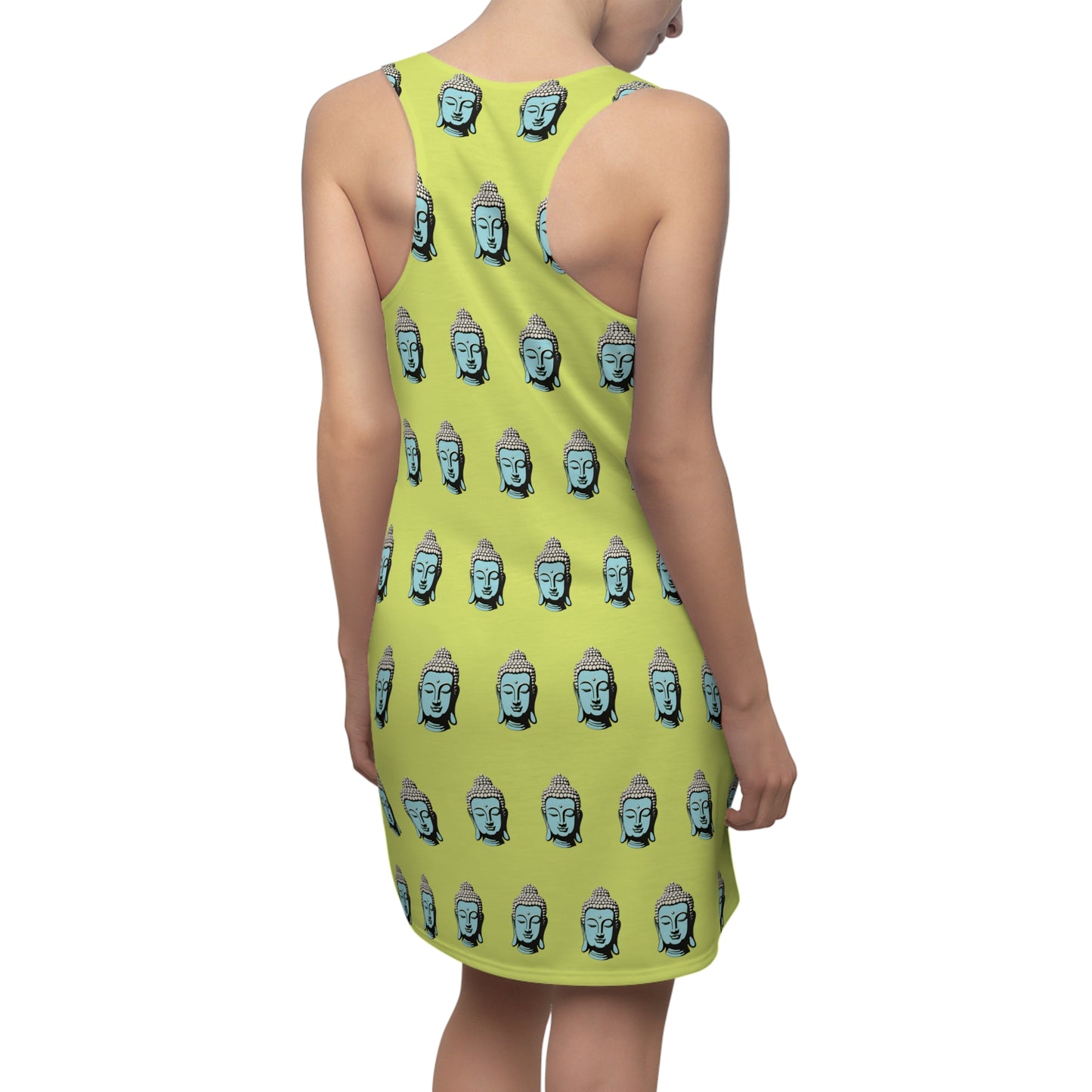 Pop-Art Buddha Print Sleeveless Racerback Dress