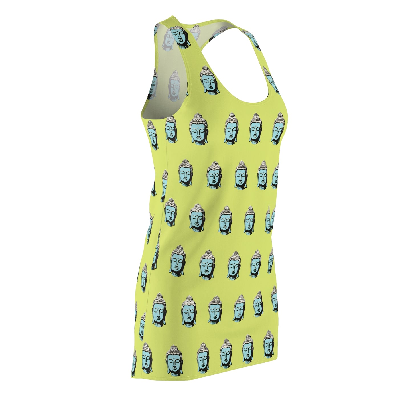 Pop-Art Buddha Print Sleeveless Racerback Dress