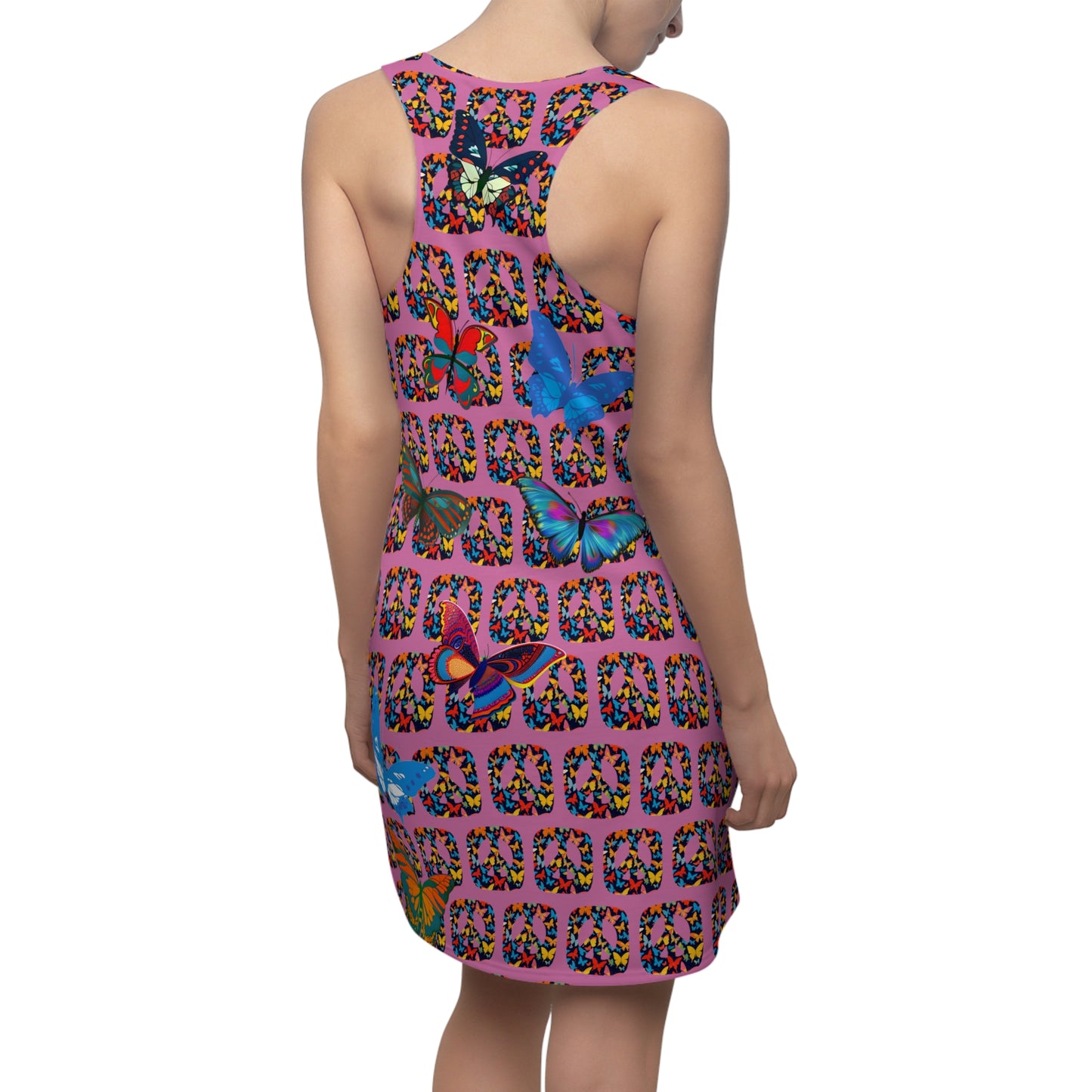 Butterflies Square Peace Racerback Sleeveless Dress