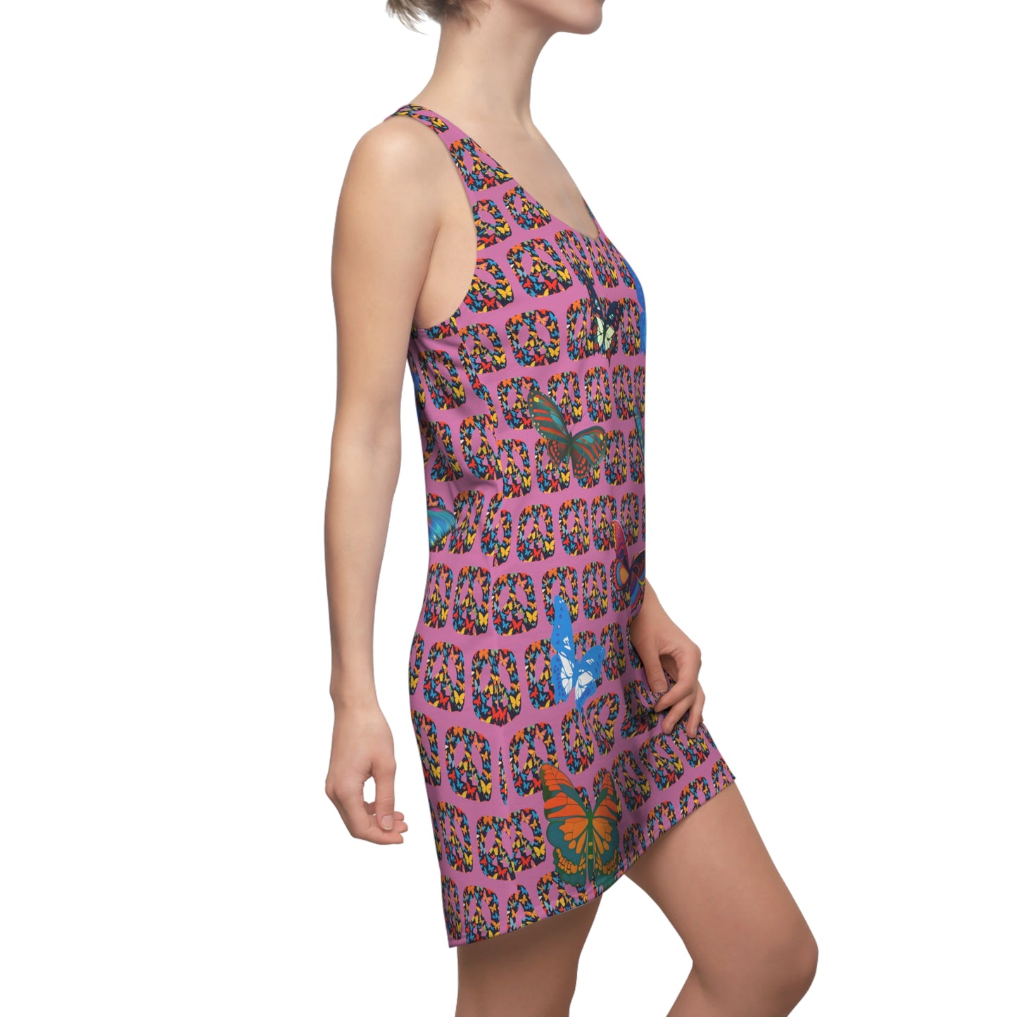 Butterflies Square Peace Racerback Sleeveless Dress