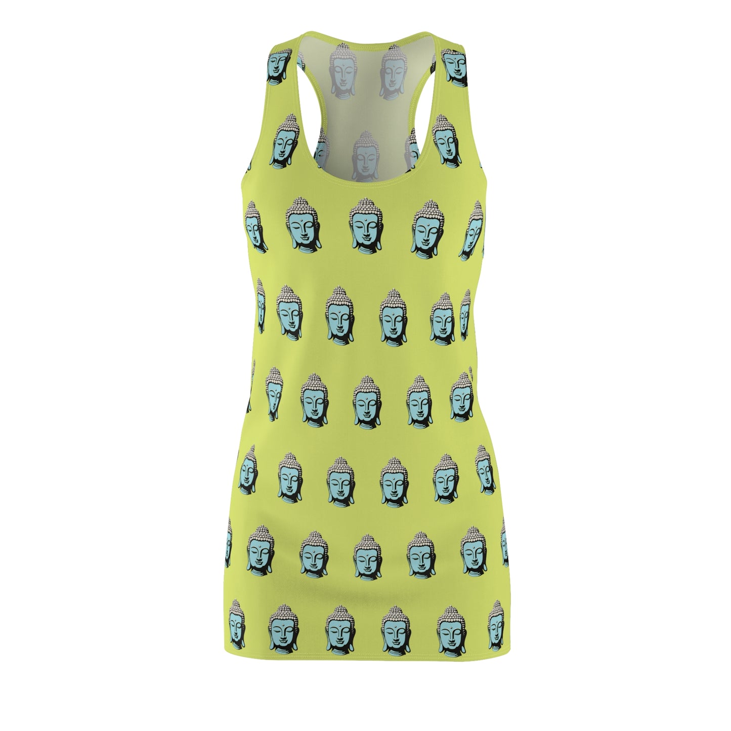 Pop-Art Buddha Print Sleeveless Racerback Dress