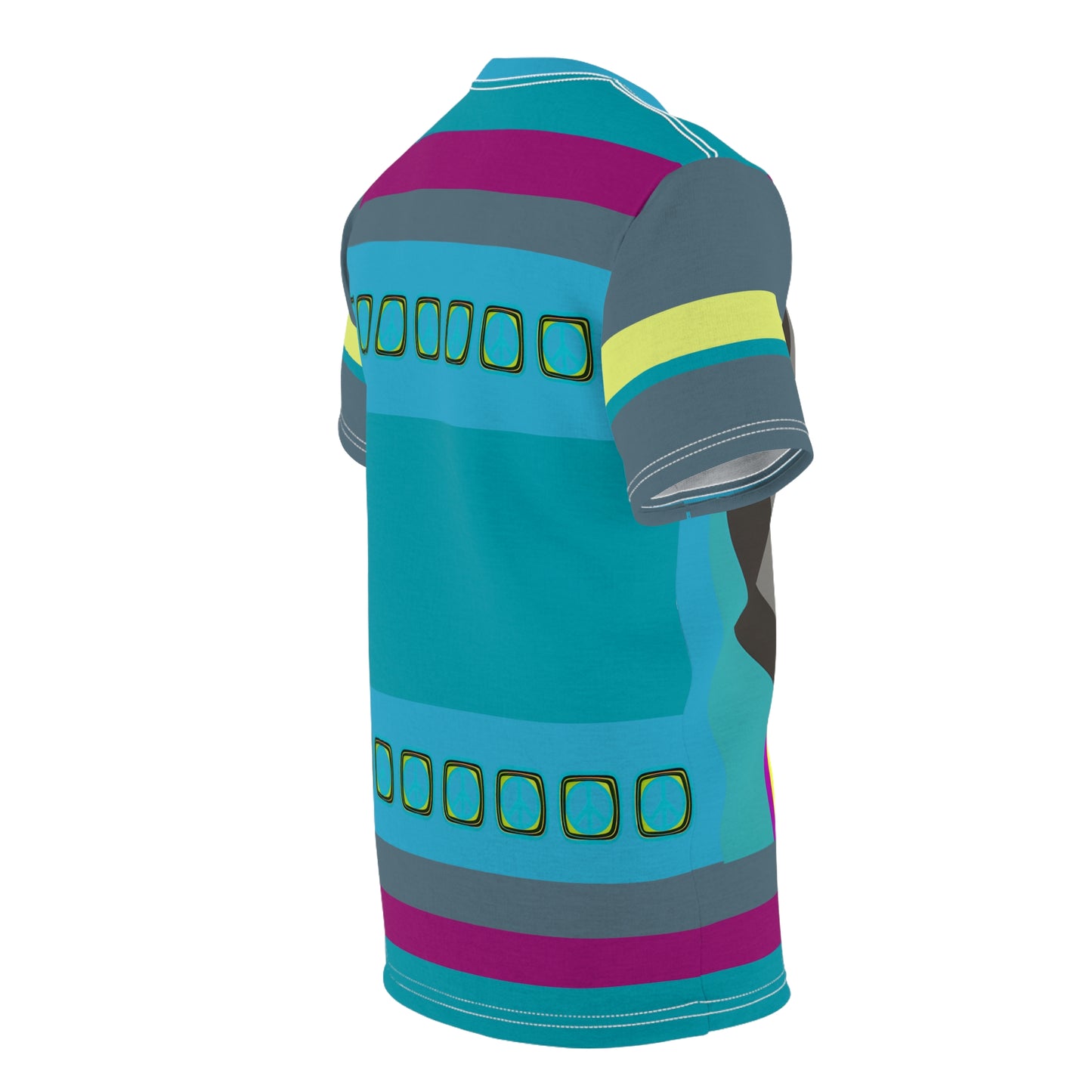 Pop Art African Female Buddha Unisex Pull-Over Shirt, Black Woman Buddha Chartreuse Purple Turquoise Pop-Art Woman Buddha Crew-Neck Top