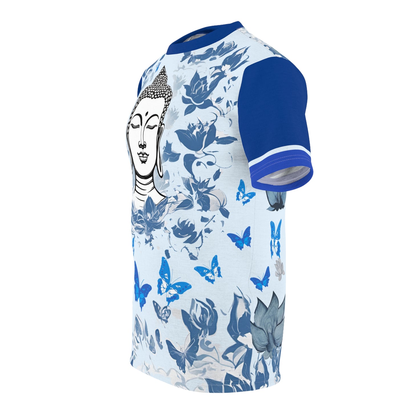 Buddha with Blue Lotus & Butterflies Unisex Pull-Over Shirt