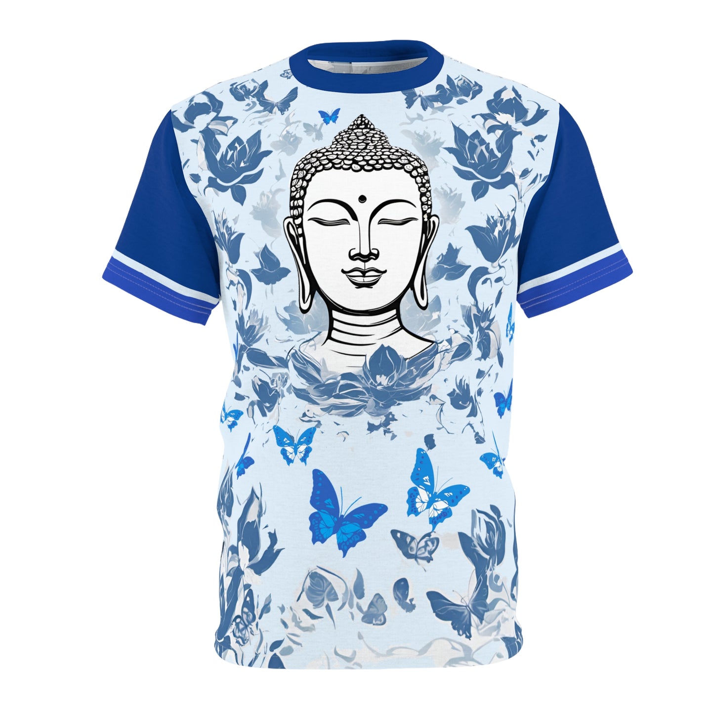 Buddha with Blue Lotus & Butterflies Unisex Pull-Over Shirt