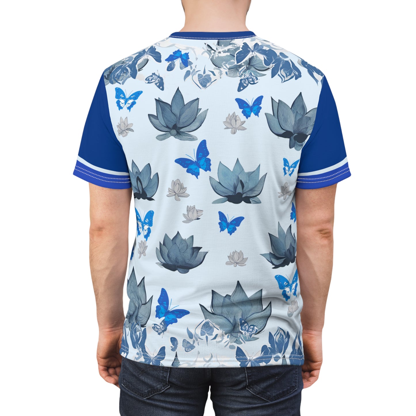 Buddha with Blue Lotus & Butterflies Unisex Pull-Over Shirt