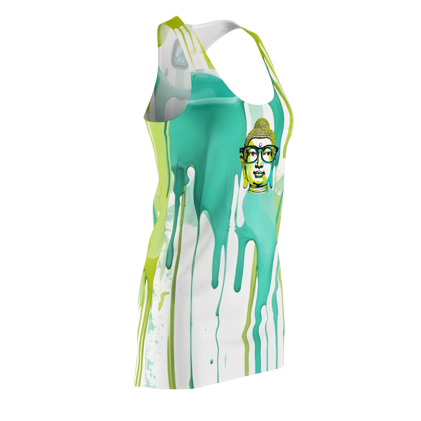 Buddha with glasses on Paint-drip Racerback Sleeveless Dress