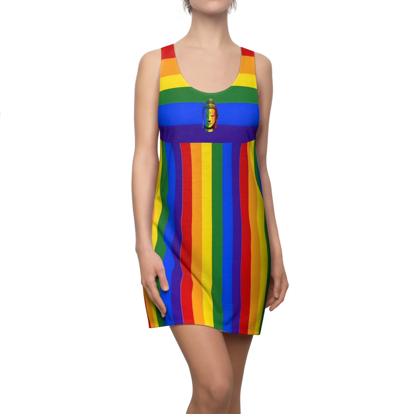 Rainbow Buddha Racerback Sleeveless Dress