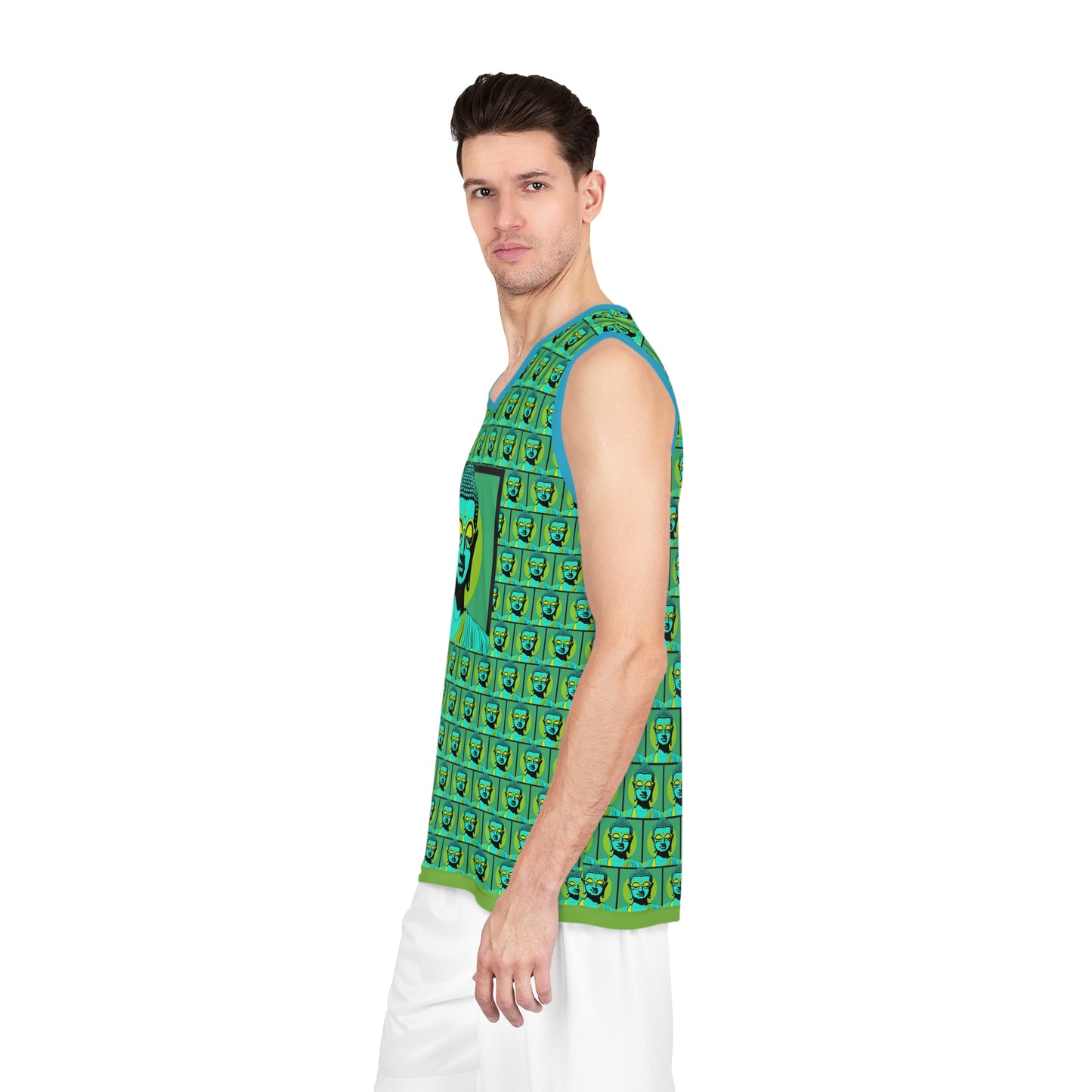 Pop Art Buddha with Shades on Peace Sleeveless Jersey