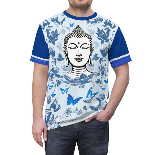 Buddha with Blue Lotus & Butterflies Unisex Pull-Over Shirt