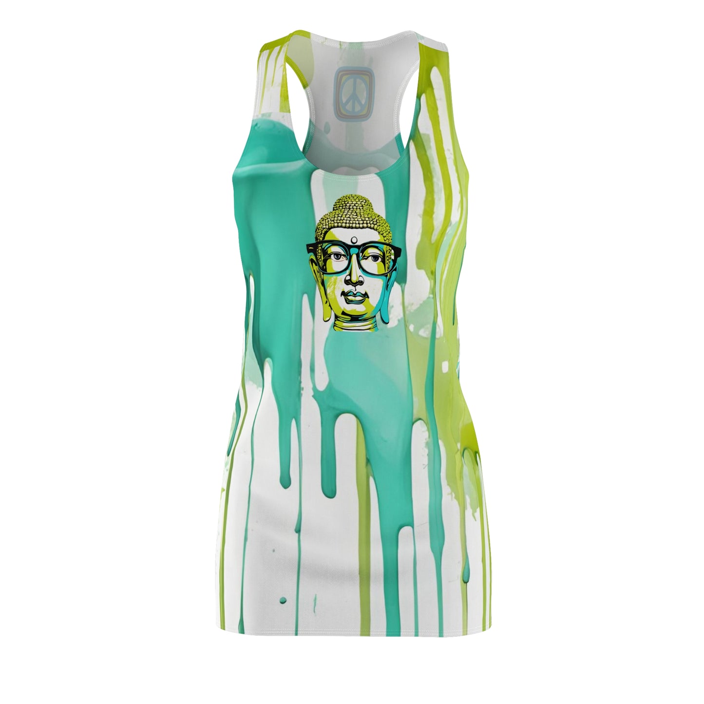 Buddha with glasses on Paint-drip Racerback Sleeveless Dress