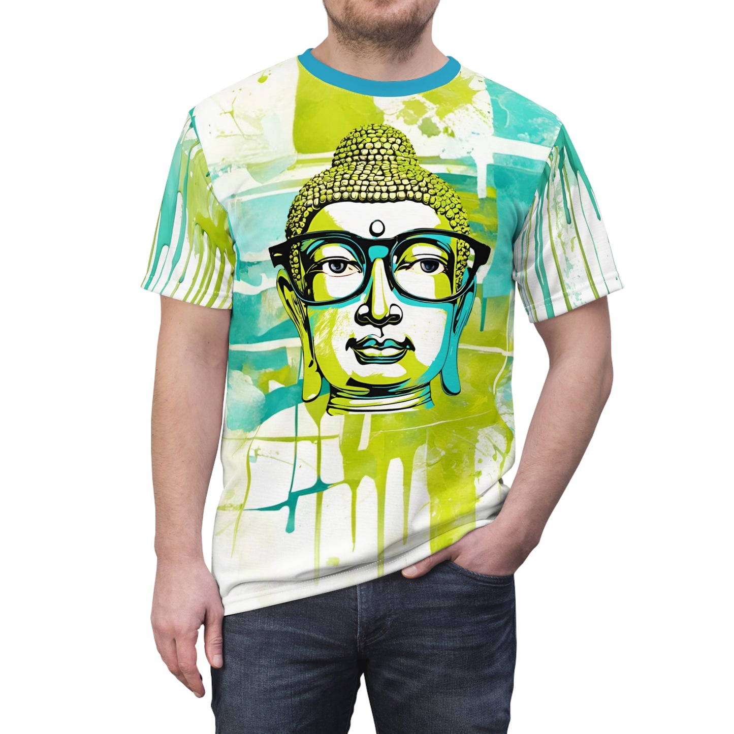 Pop Art Buddha Wearing Glasses Unisex Pull-Over Shirt