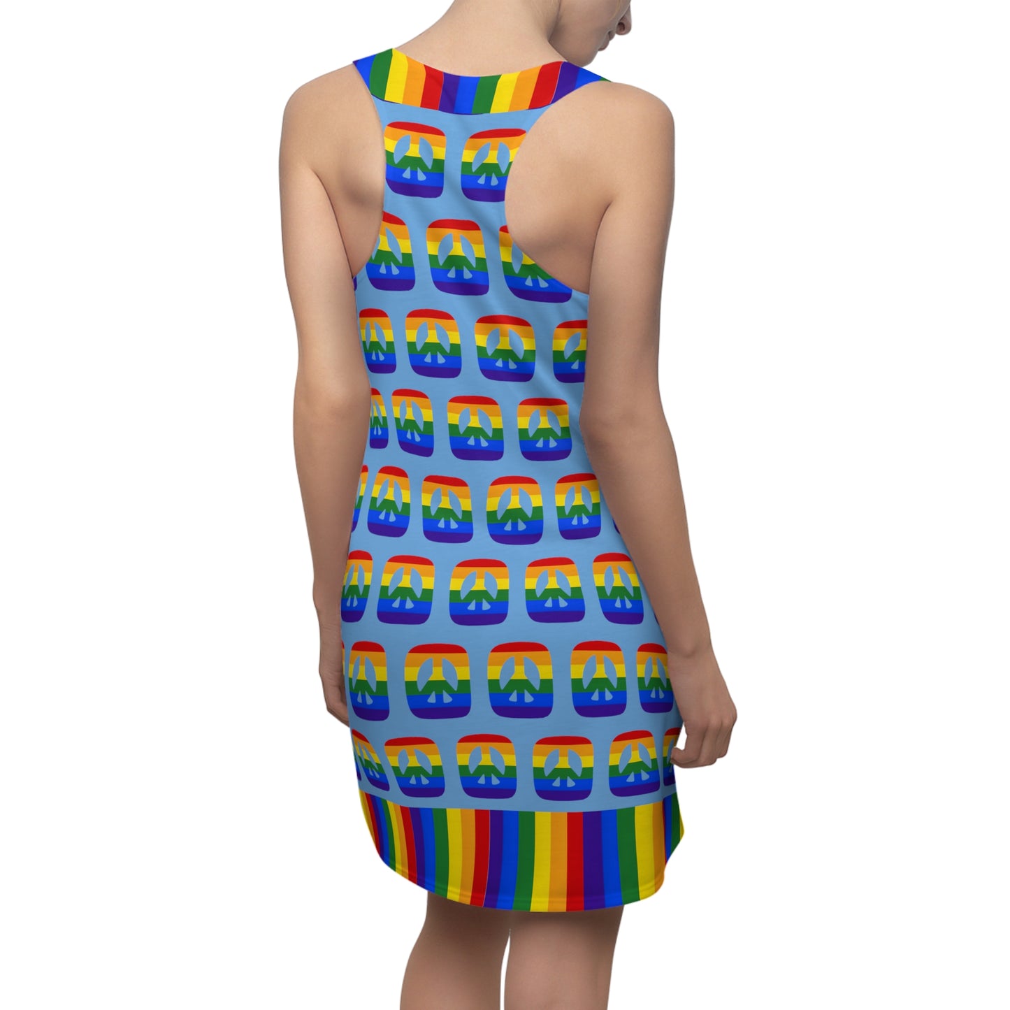 Square Peace Rainbow Racerback Sleeveless Dress