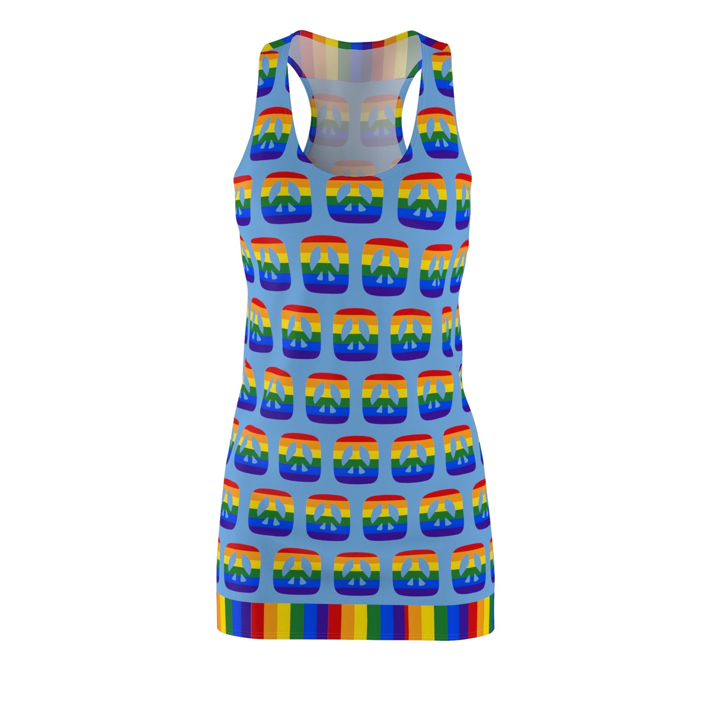 Square Peace Rainbow Racerback Sleeveless Dress