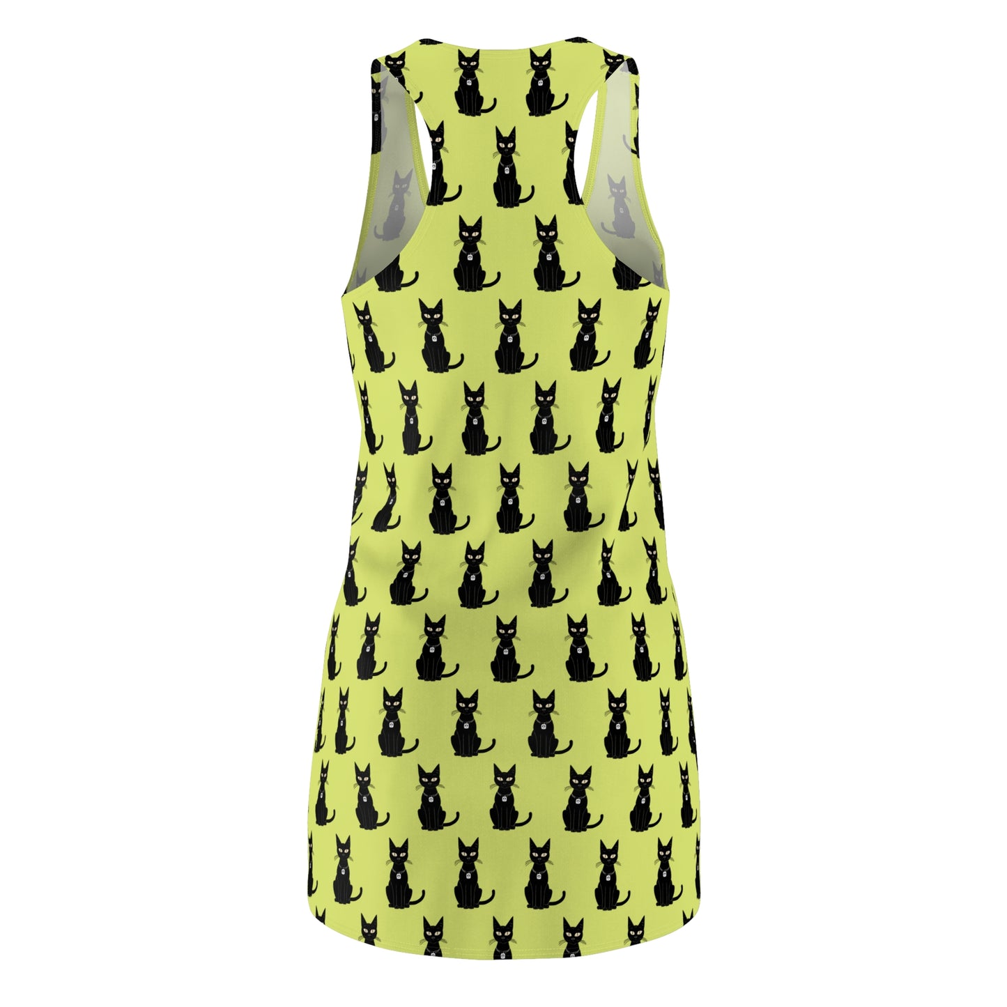 Black Cat with Square Peace Collar Racerback Dress