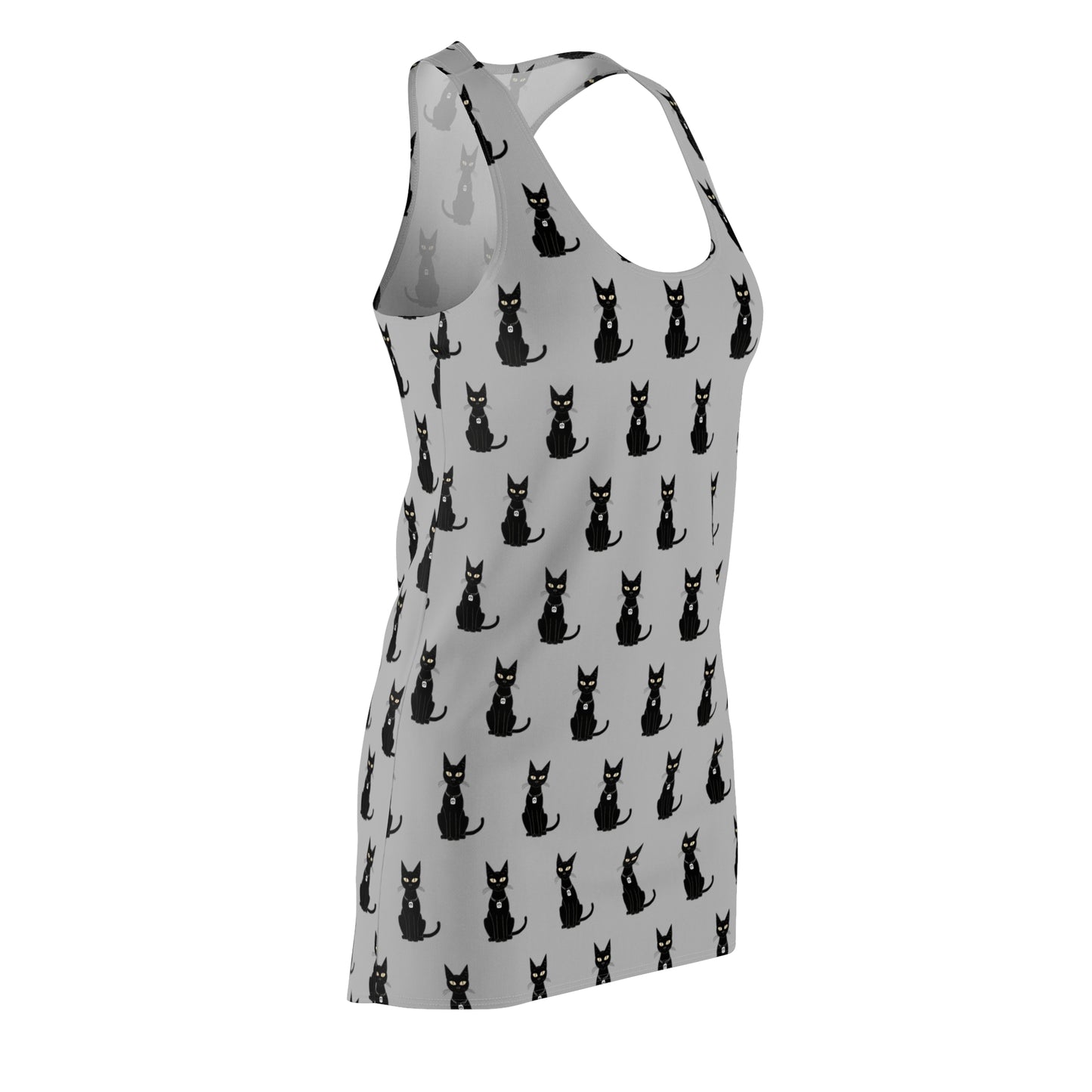 Black Cat with Square Peace Collar Racerback Dress