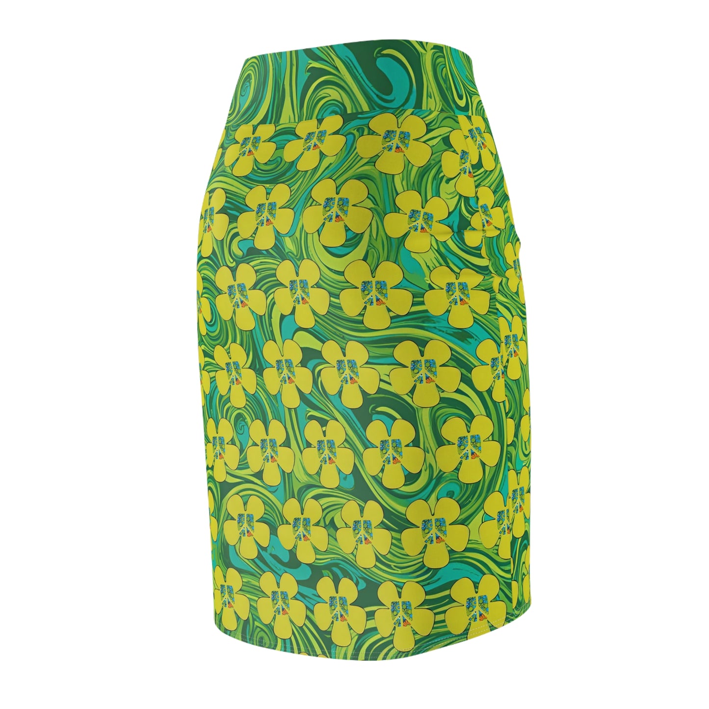 Peace Flower Power Pencil Skirt