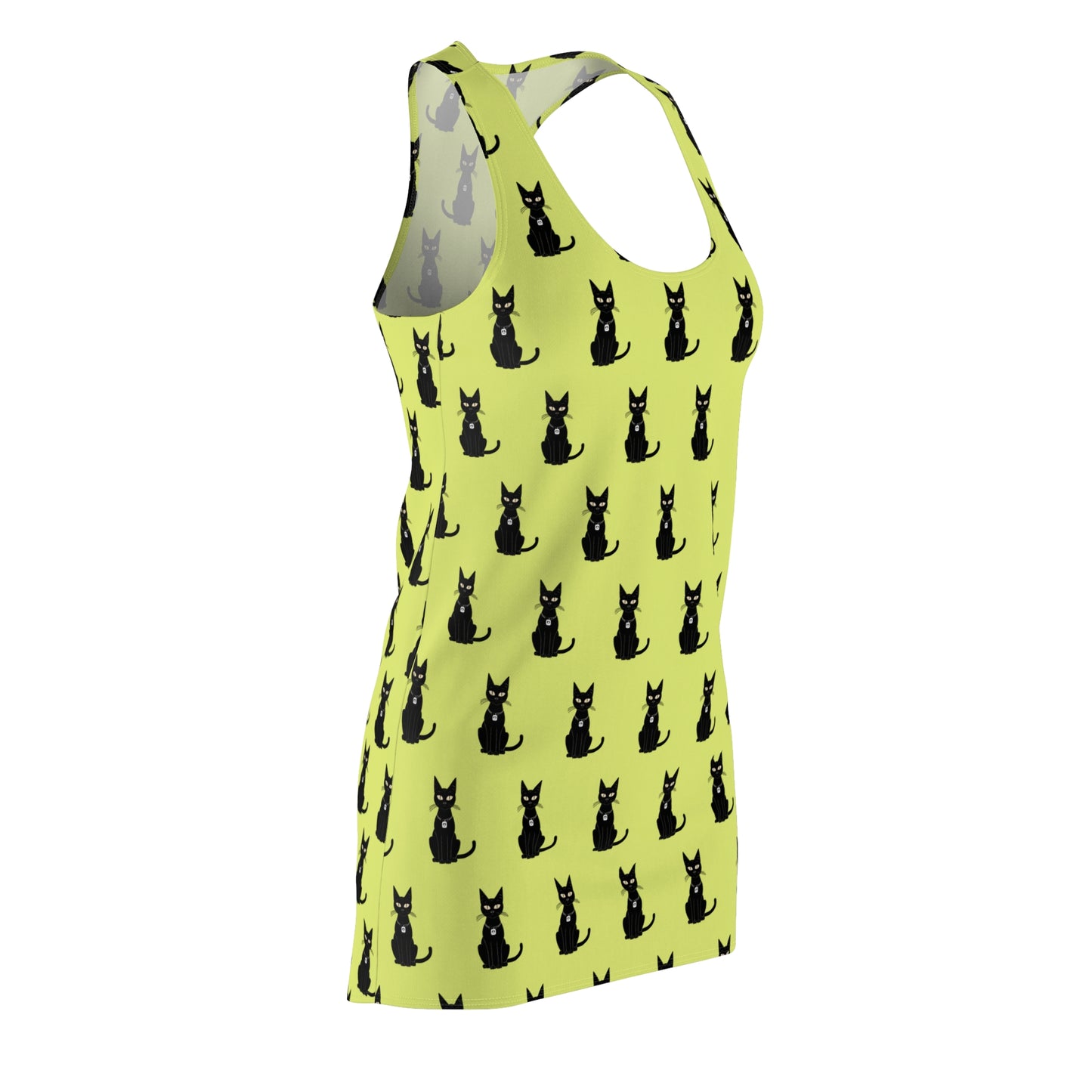 Black Cat with Square Peace Collar Racerback Dress