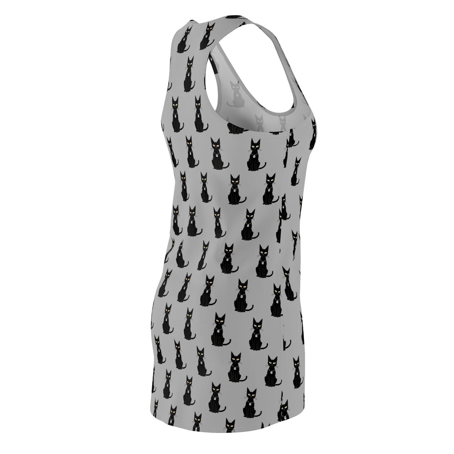 Black Cat with Square Peace Collar Racerback Dress