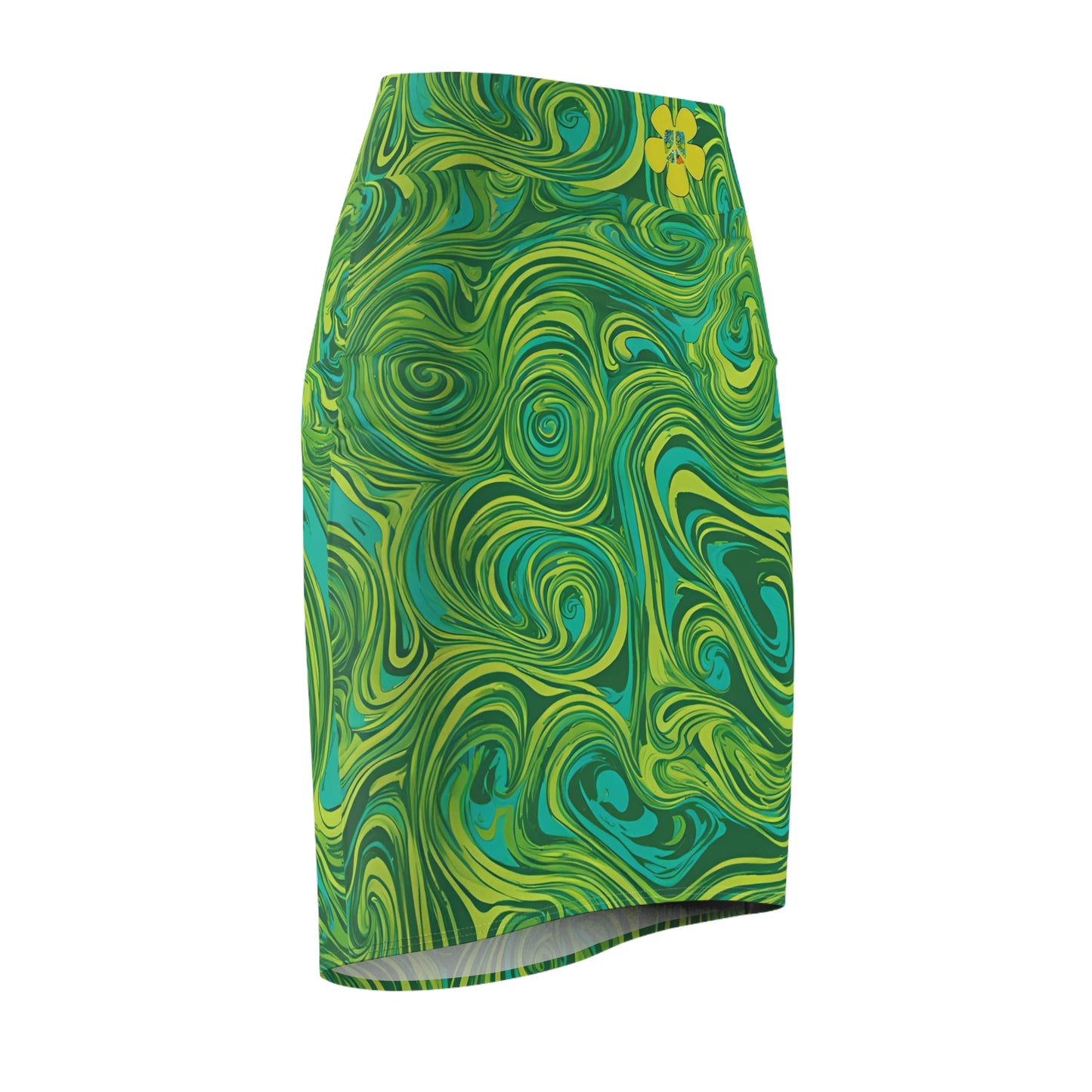 Peace Flower Psychedelic Swirl Pencil Skirt