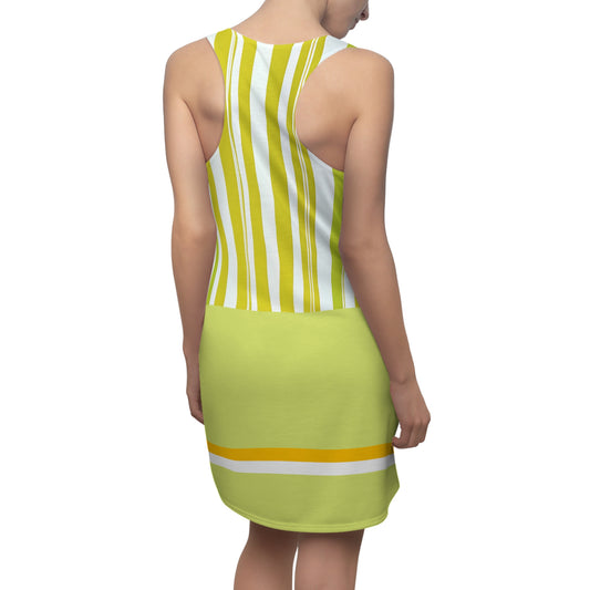 Zen Pop Art Buddha on Stripes Racerback Sleeveless Dress