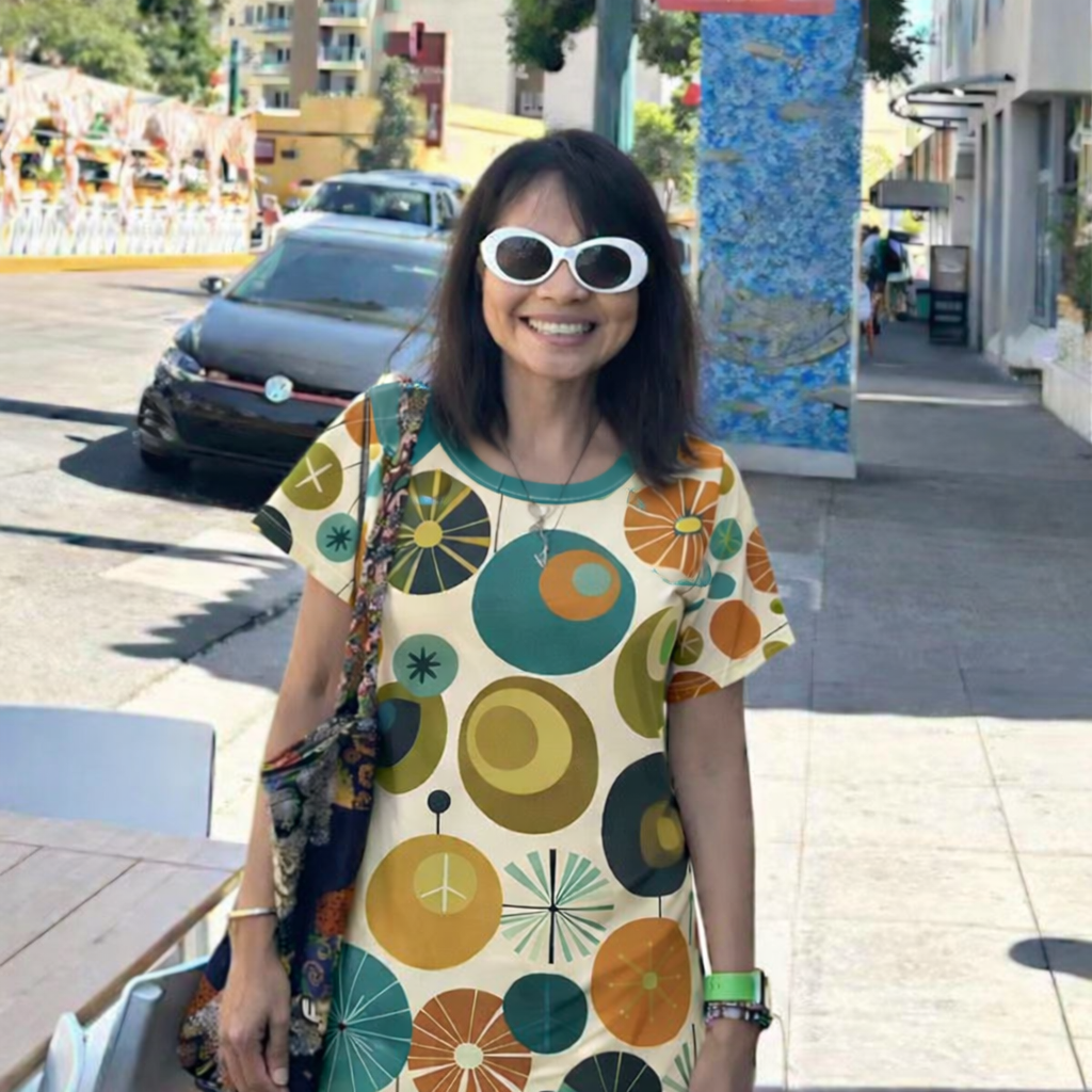 Mid Century Modern Style Atomic Dress, Retro Mod Tunic Dress, MCM Geometric Circle Dress, Palm Springs Style Mini Dress, Peace Sign Dress