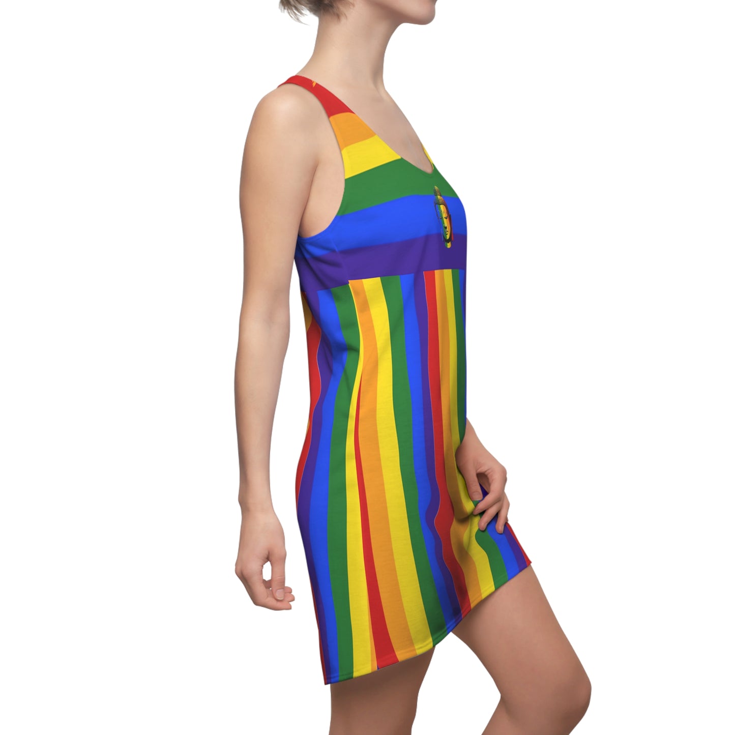 Rainbow Buddha Racerback Sleeveless Dress