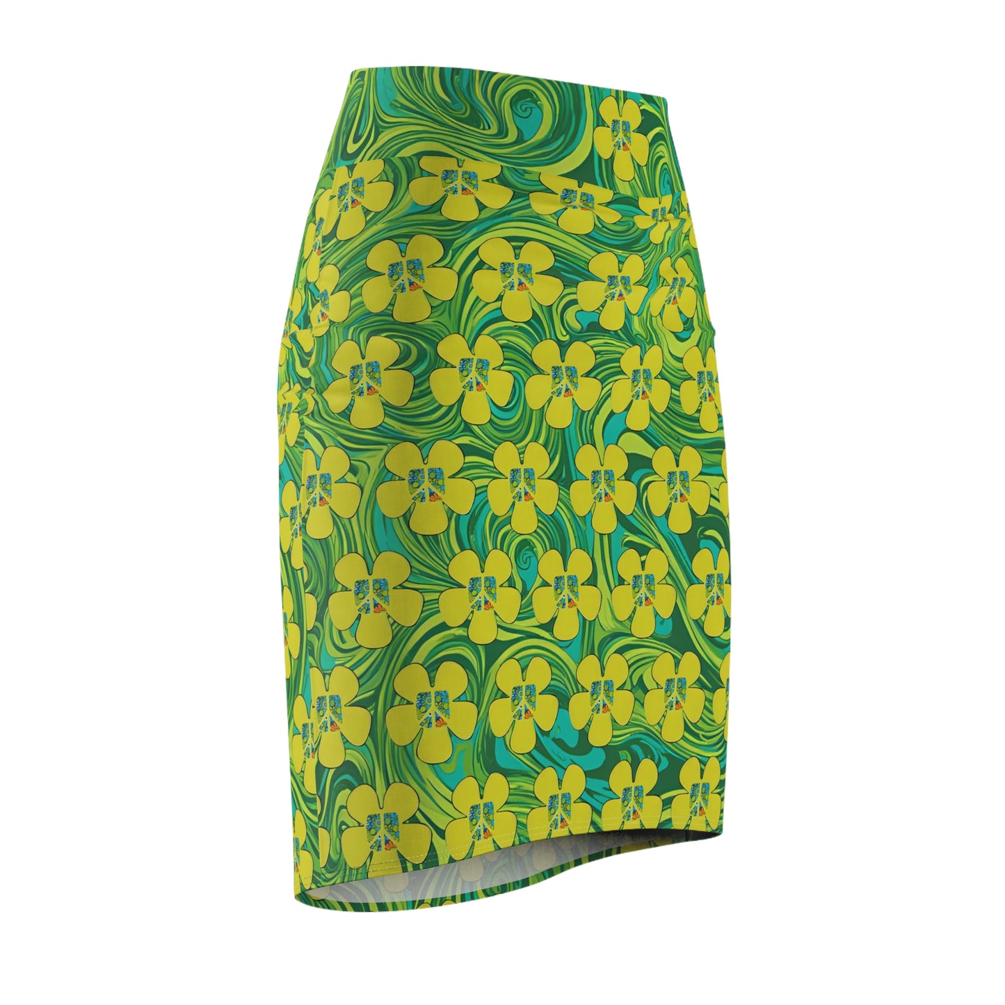 Peace Flower Power Pencil Skirt