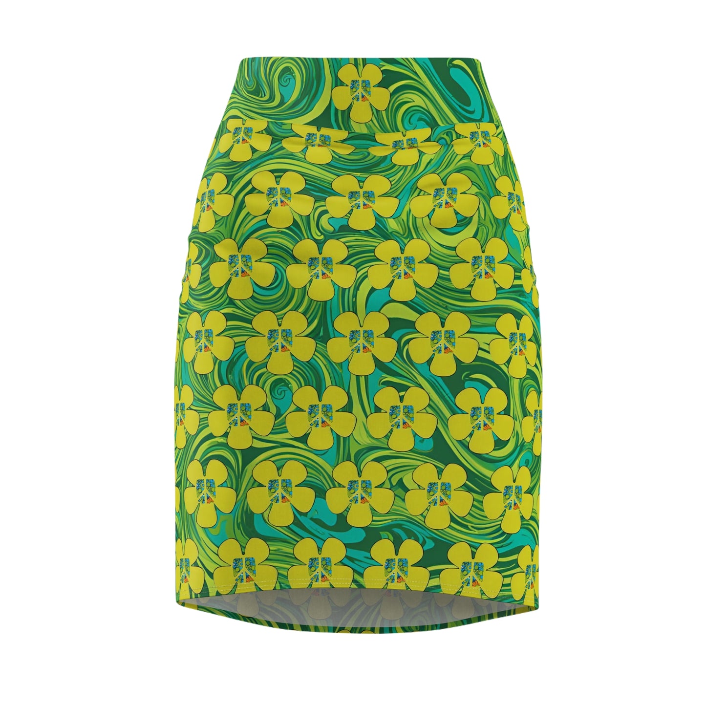 Peace Flower Power Pencil Skirt