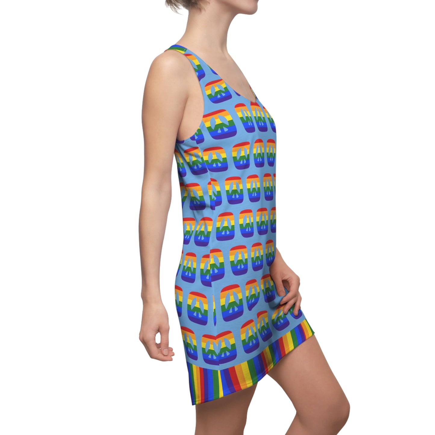 Square Peace Rainbow Racerback Sleeveless Dress