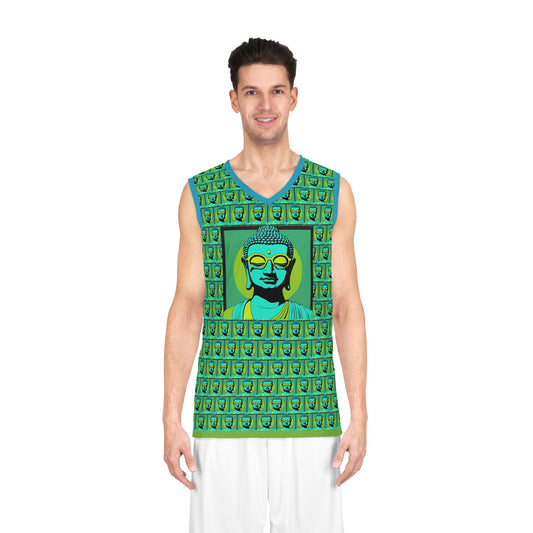 Pop Art Buddha with Shades on Peace Sleeveless Jersey