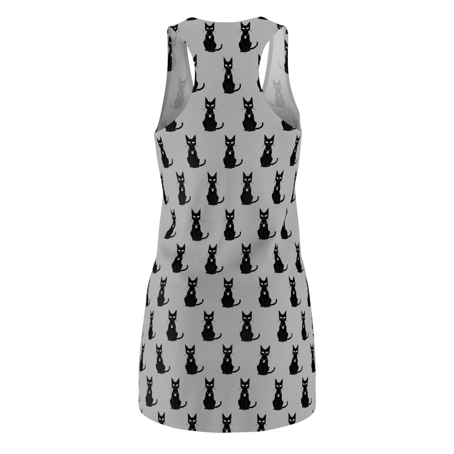 Black Cat with Square Peace Collar Racerback Dress