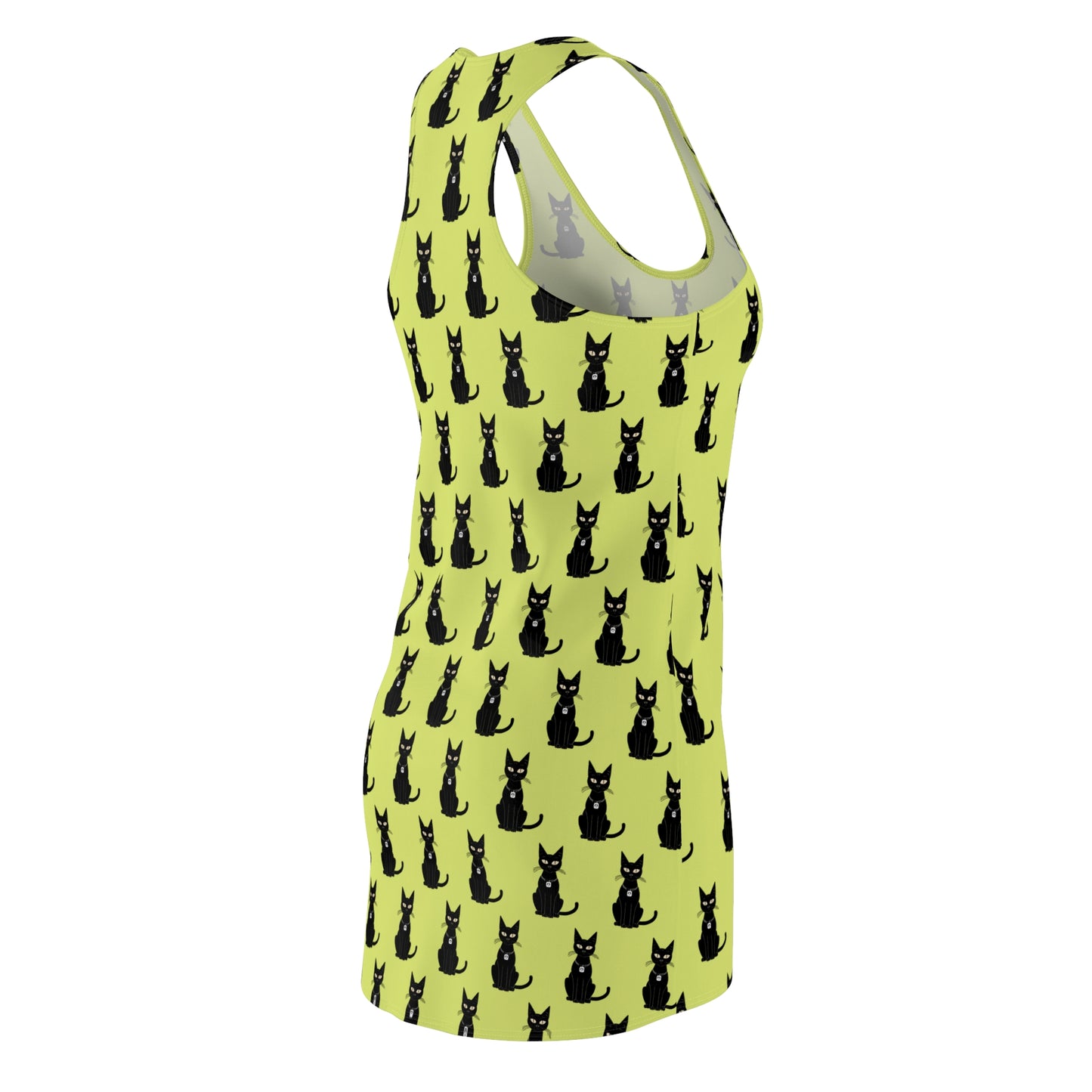 Black Cat with Square Peace Collar Racerback Dress