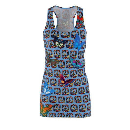 Butterflies Square Peace Racerback Sleeveless Dress