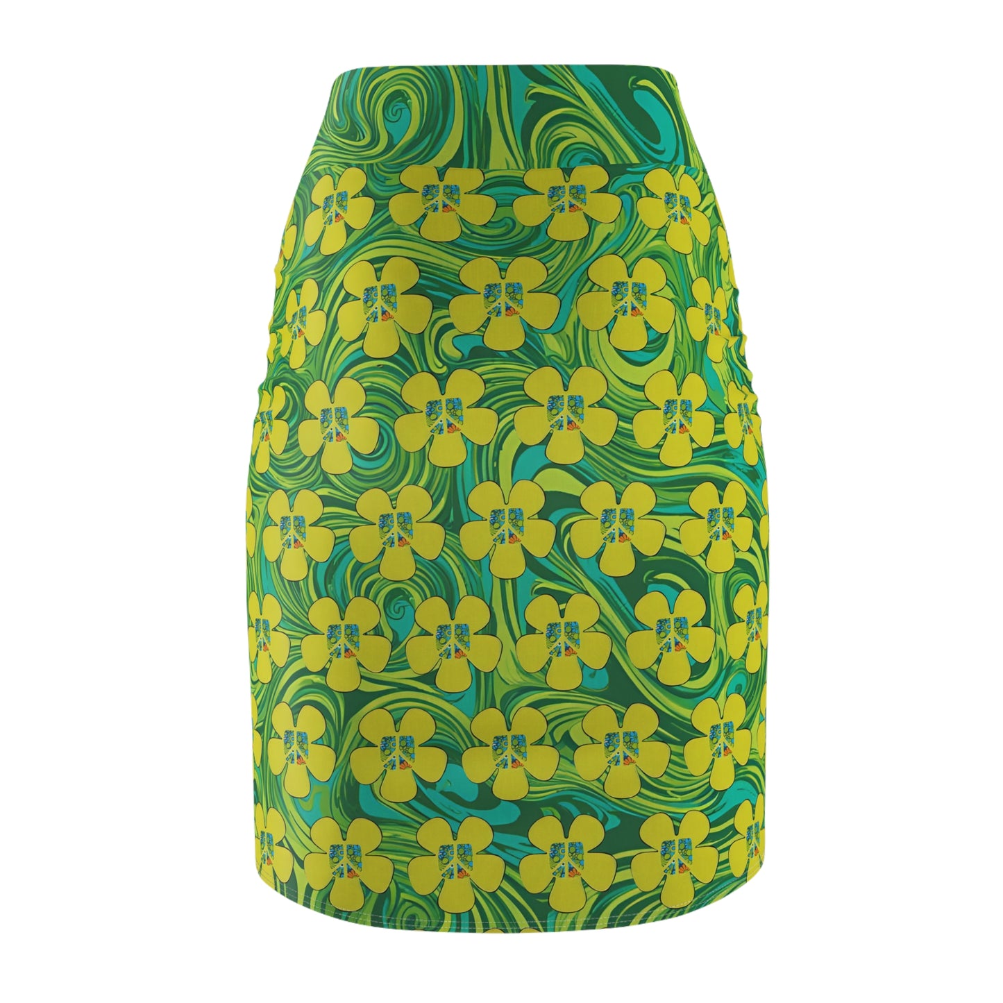 Peace Flower Power Pencil Skirt