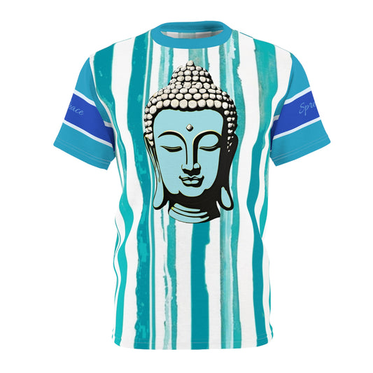 Pop Art Buddha on Distressed Stripes Shirt