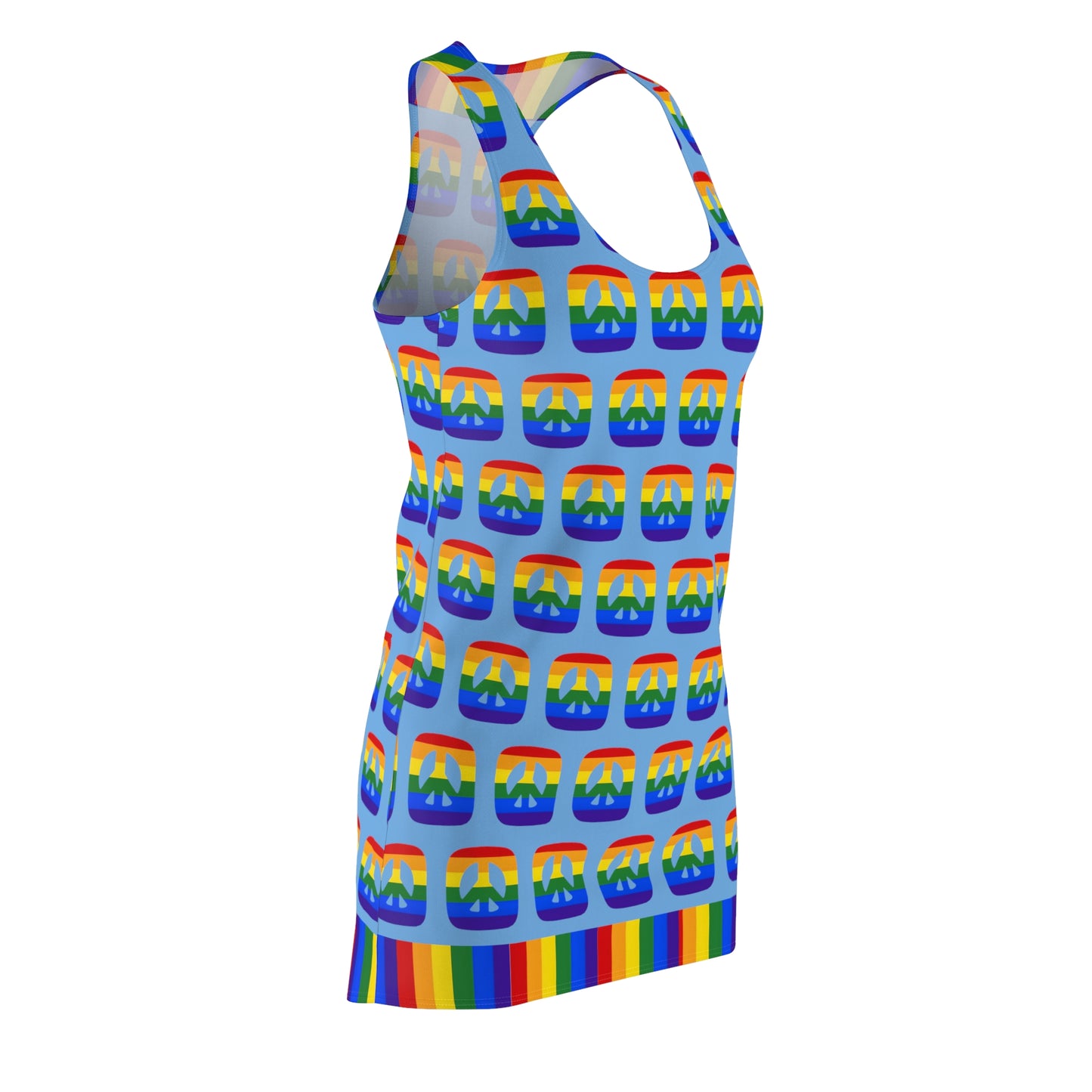 Square Peace Rainbow Racerback Sleeveless Dress